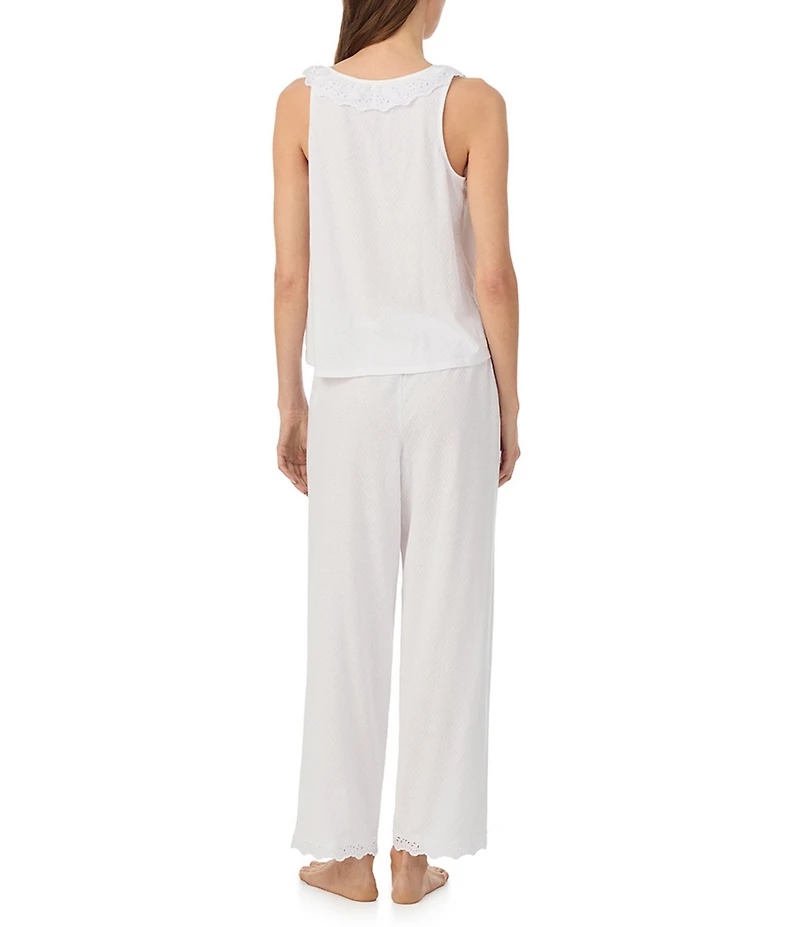 Lauren Ralph Lauren Eyelet Button Flutter Neck Ankle Pant Pajama Set