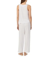 Lauren Ralph Lauren Eyelet Button Flutter Neck Ankle Pant Pajama Set