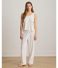 Lauren Ralph Lauren Eyelet Button Flutter Neck Ankle Pant Pajama Set