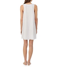 Lauren Ralph Lauren Eyelet Sleeveless Flutter Neck Knit Nightgown