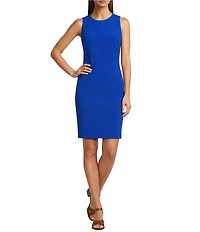 Lauren Ralph Lauren Faille Crew NeckSleeveless Sheath Dress