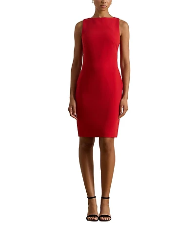 Lauren Ralph Lauren Faille Sleeveless Round Neck Sheath Dress