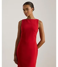 Lauren Ralph Lauren Faille Sleeveless Round Neck Sheath Dress