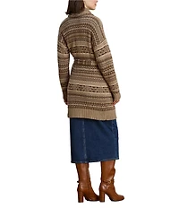 Lauren Ralph Lauren Fair Isle Belted Wool Blend Cardigan