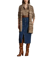 Lauren Ralph Lauren Fair Isle Belted Wool Blend Cardigan
