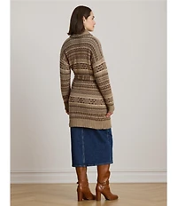 Lauren Ralph Lauren Fair Isle Belted Wool Blend Cardigan