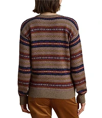 Lauren Ralph Lauren Fair Isle Stripe V-Neck Long Sleeve Sweater