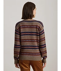 Lauren Ralph Lauren Fair Isle Stripe V-Neck Long Sleeve Sweater