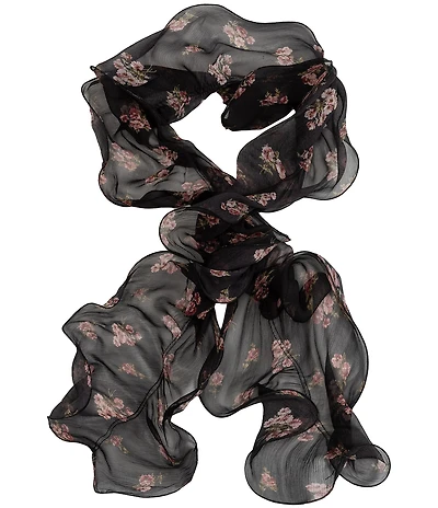 Lauren Ralph Lauren Fall Floral Boa Ruffle Oblong Scarf