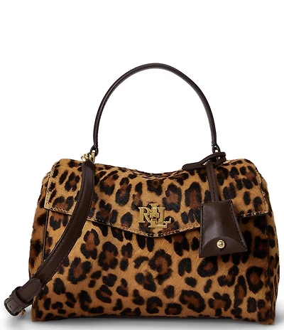 Lauren Ralph Lauren Farrah Leopard Print Haircalf Small Soft Satchel Bag