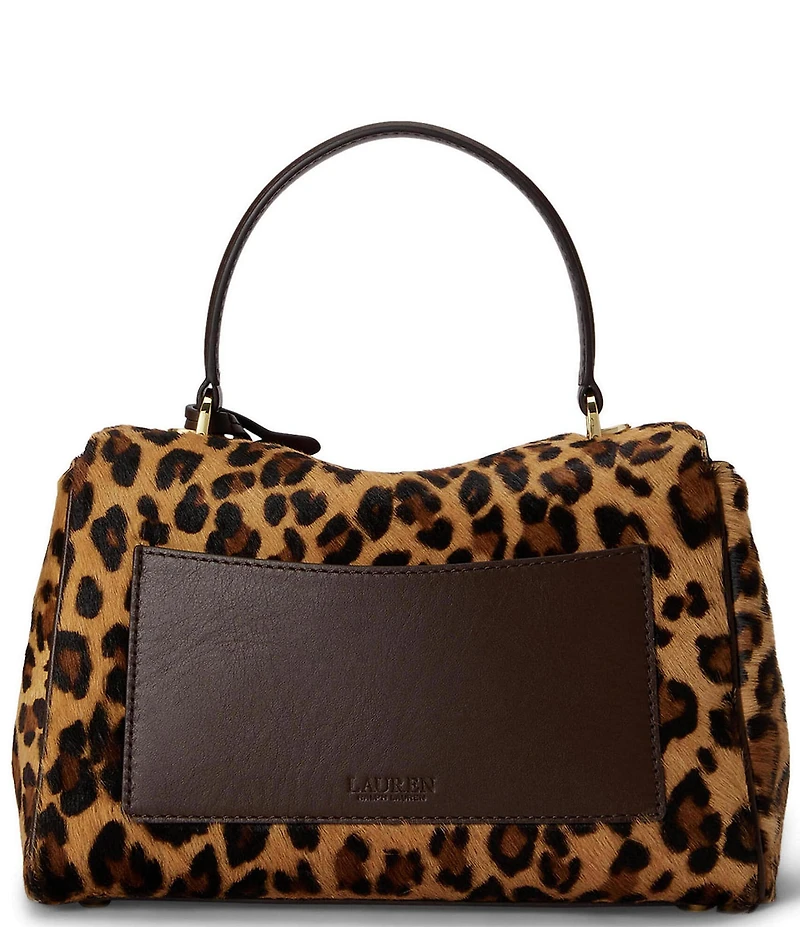 Lauren Ralph Lauren Farrah Leopard Print Haircalf Small Soft Satchel Bag