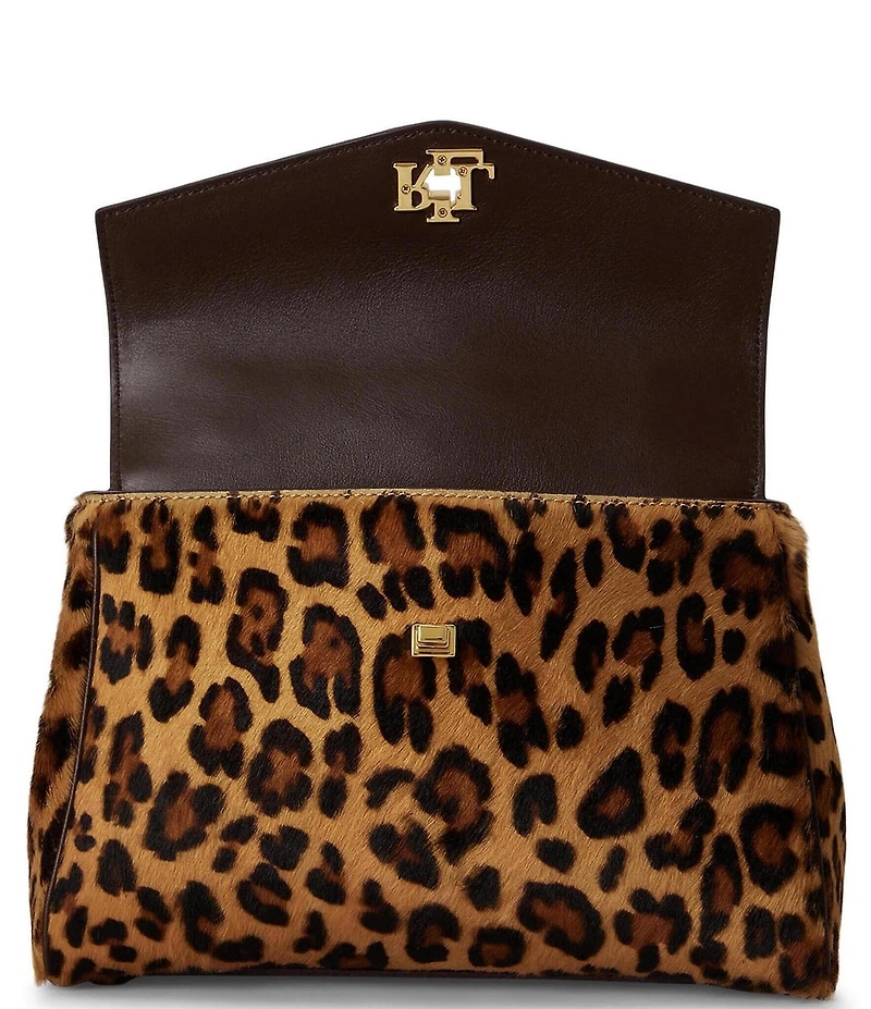Lauren Ralph Lauren Farrah Leopard Print Haircalf Small Soft Satchel Bag