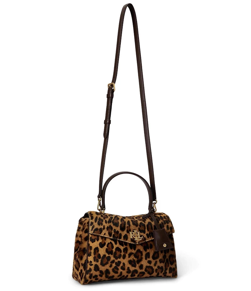 Lauren Ralph Lauren Farrah Leopard Print Haircalf Small Soft Satchel Bag