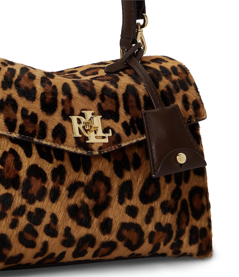 Lauren Ralph Lauren Farrah Leopard Print Haircalf Small Soft Satchel Bag