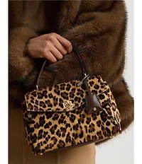 Lauren Ralph Lauren Farrah Leopard Print Haircalf Small Soft Satchel Bag