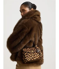 Lauren Ralph Lauren Farrah Leopard Print Haircalf Small Soft Satchel Bag