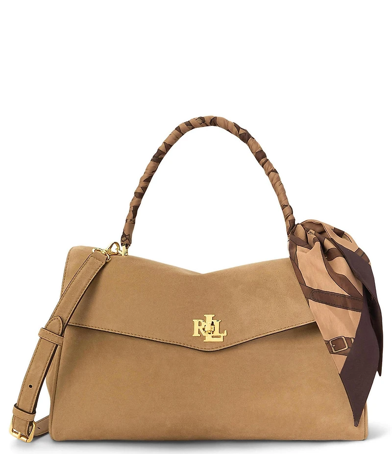 Lauren Ralph Lauren Farrah Scarf-Trim Medium Soft Satchel Bag