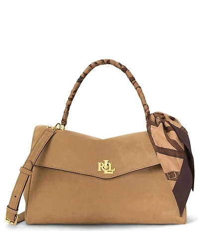 Lauren Ralph Lauren Farrah Scarf-Trim Medium Soft Satchel Bag