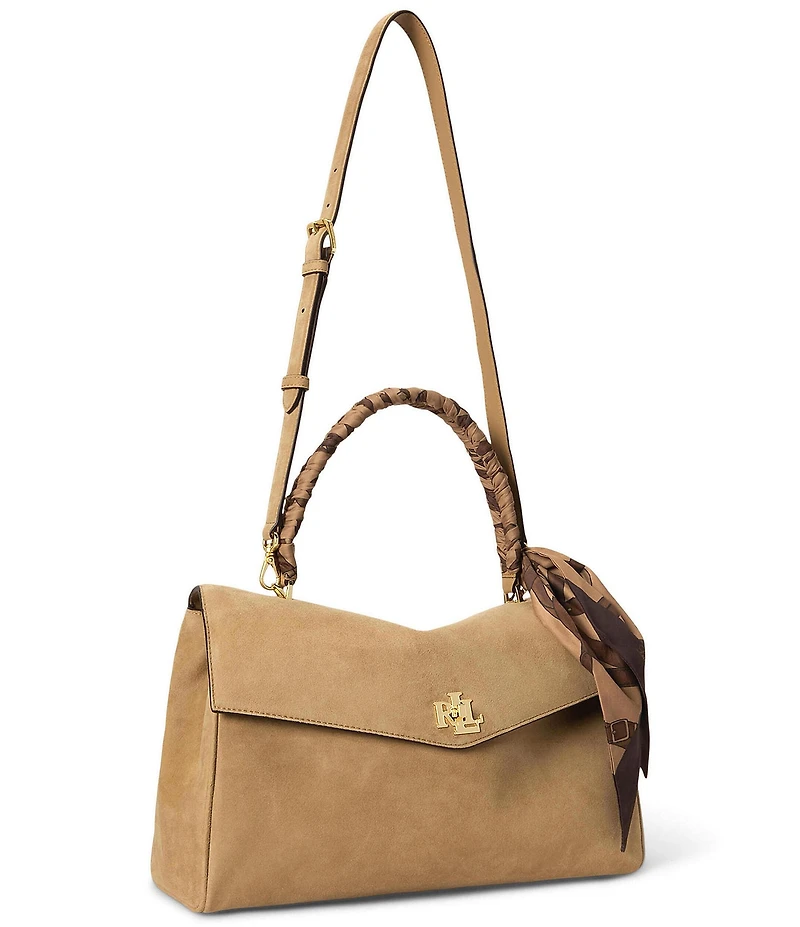 Lauren Ralph Lauren Farrah Scarf-Trim Medium Soft Satchel Bag