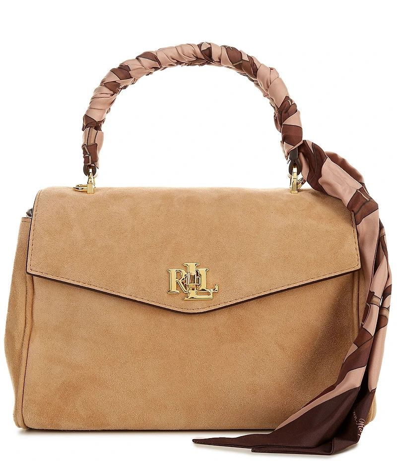 Lauren Ralph Lauren Farrah Scarf-Trim Small Soft Satchel Bag