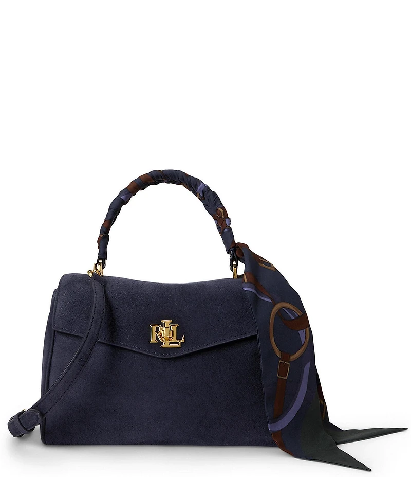 Lauren Ralph Lauren Farrah Scarf-Trim Small Soft Suede Satchel Bag