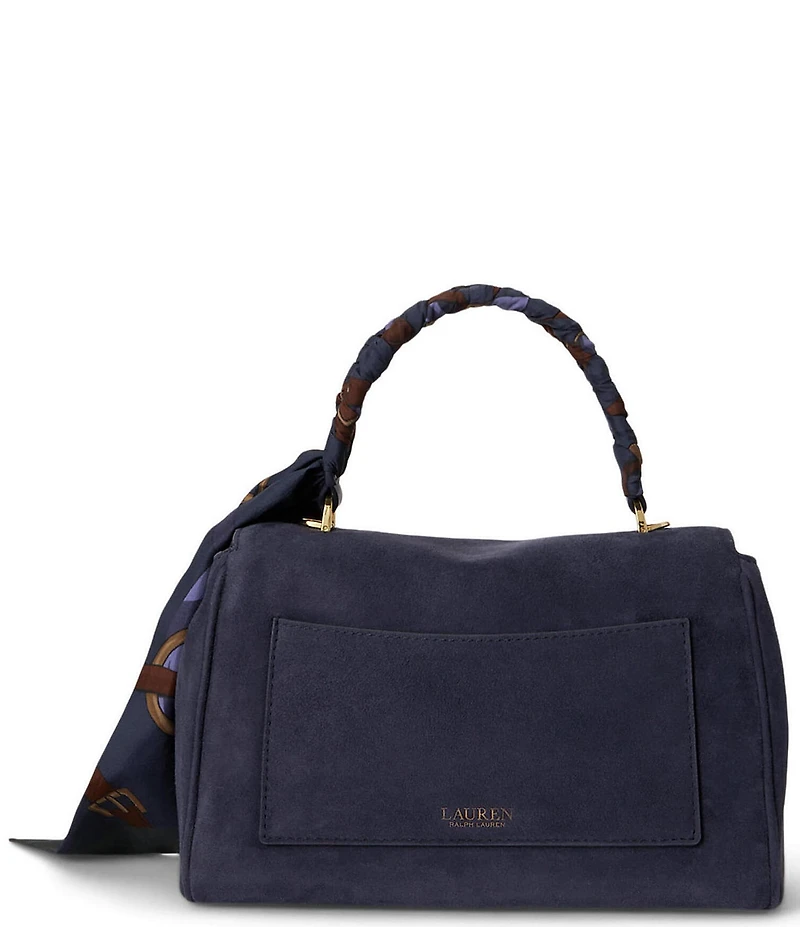Lauren Ralph Lauren Farrah Scarf-Trim Small Soft Suede Satchel Bag