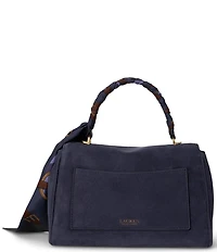 Lauren Ralph Lauren Farrah Scarf-Trim Small Soft Suede Satchel Bag