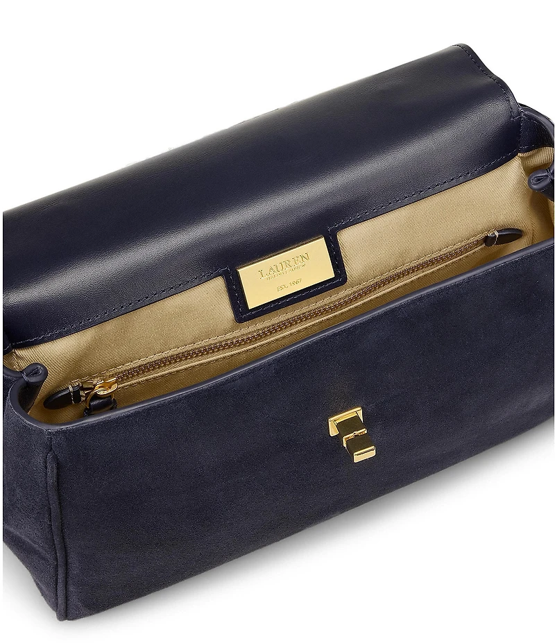 Lauren Ralph Lauren Farrah Scarf-Trim Small Soft Suede Satchel Bag