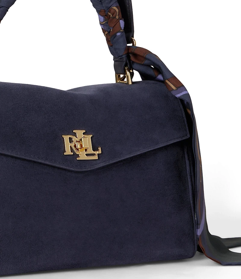Lauren Ralph Lauren Farrah Scarf-Trim Small Soft Suede Satchel Bag
