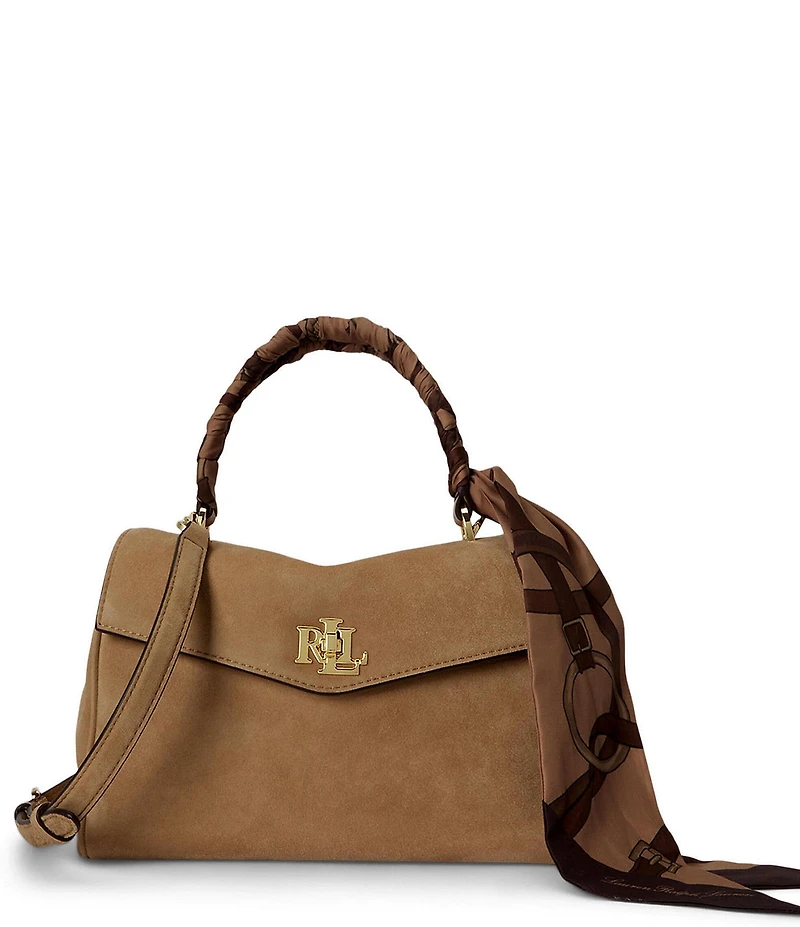 Lauren Ralph Lauren Farrah Scarf-Trim Small Soft Suede Satchel Bag