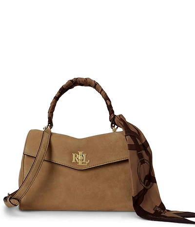 Lauren Ralph Lauren Farrah Scarf-Trim Small Soft Suede Satchel Bag