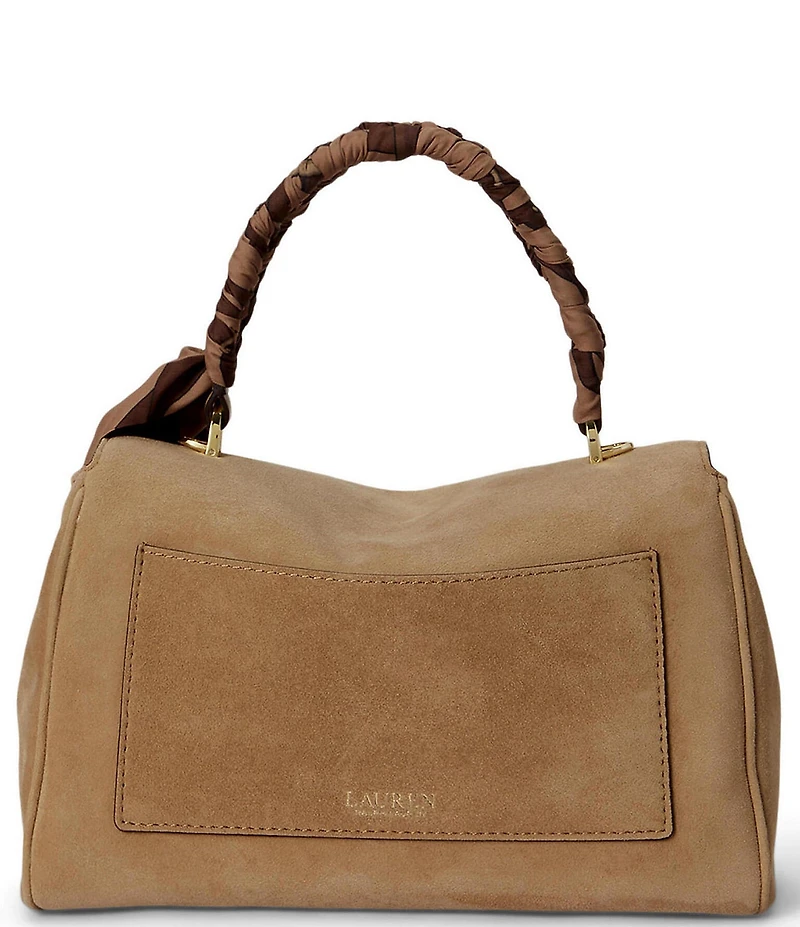 Lauren Ralph Lauren Farrah Scarf-Trim Small Soft Suede Satchel Bag