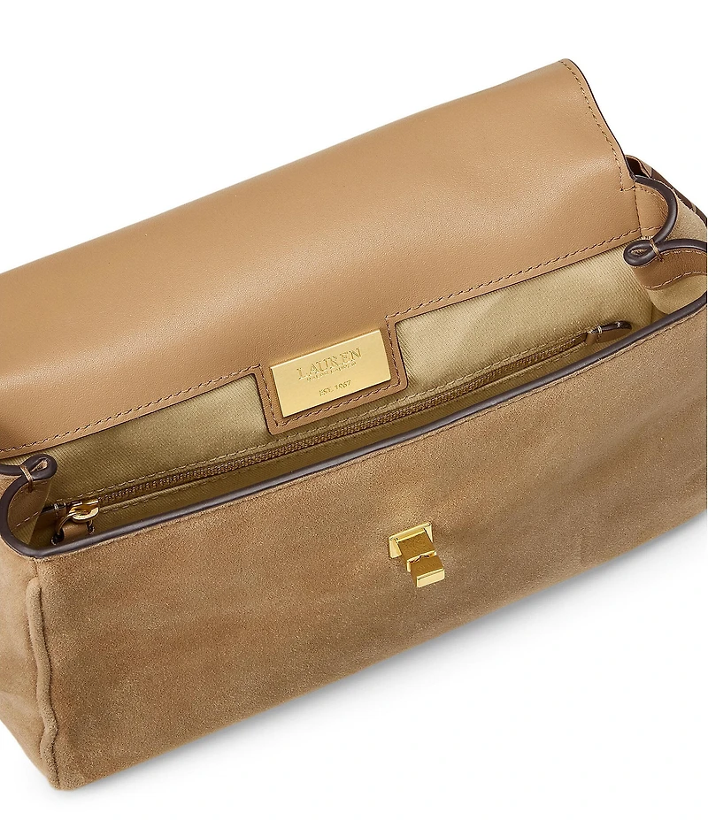 Lauren Ralph Lauren Farrah Scarf-Trim Small Soft Suede Satchel Bag