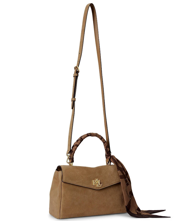 Lauren Ralph Lauren Farrah Scarf-Trim Small Soft Suede Satchel Bag