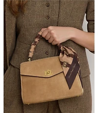Lauren Ralph Lauren Farrah Scarf-Trim Small Soft Suede Satchel Bag
