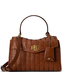 Lauren Ralph Lauren Farrah Small Woven Leather Top Handle Satchel Bag