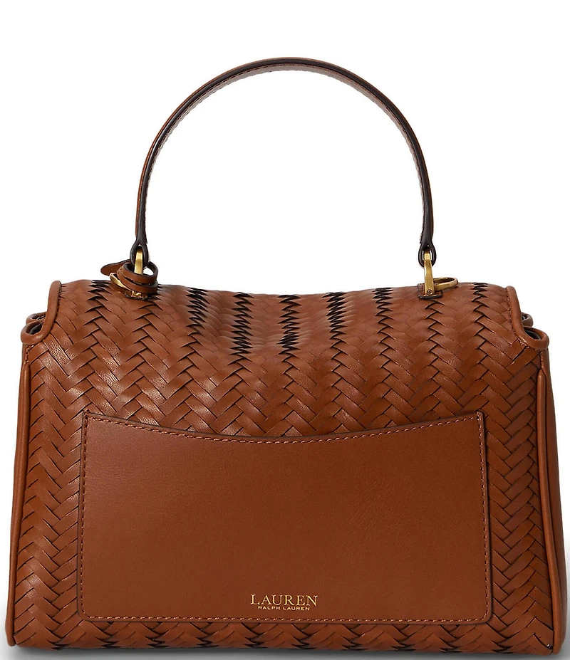 Lauren Ralph Lauren Farrah Small Woven Leather Top Handle Satchel Bag