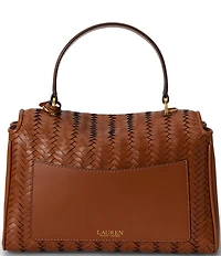 Lauren Ralph Lauren Farrah Small Woven Leather Top Handle Satchel Bag
