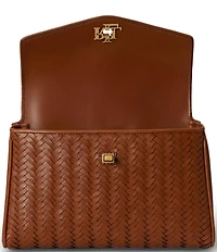 Lauren Ralph Lauren Farrah Small Woven Leather Top Handle Satchel Bag