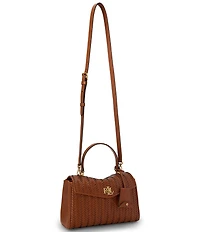Lauren Ralph Lauren Farrah Small Woven Leather Top Handle Satchel Bag