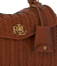 Lauren Ralph Lauren Farrah Small Woven Leather Top Handle Satchel Bag
