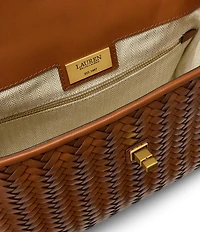 Lauren Ralph Lauren Farrah Small Woven Leather Top Handle Satchel Bag