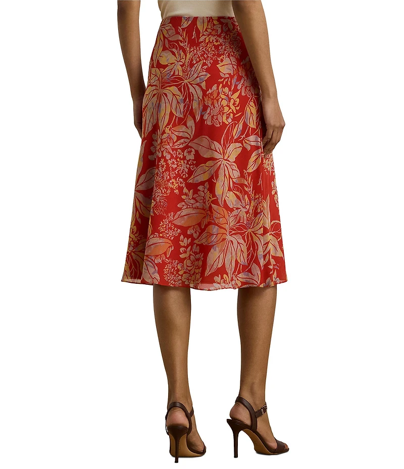 Lauren Ralph Lauren Floral Crinkle Georgette A-Line Pull-On Skirt