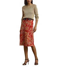 Lauren Ralph Lauren Floral Crinkle Georgette A-Line Pull-On Skirt