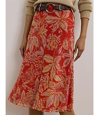 Lauren Ralph Lauren Floral Crinkle Georgette A-Line Pull-On Skirt