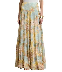 Lauren Ralph Lauren Floral Crinkle Georgette Tiered Maxi Skirt