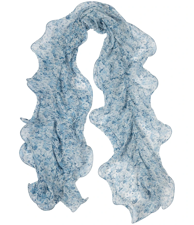 Lauren Ralph Lauren Floral Double Ruffle Oblong Scarf