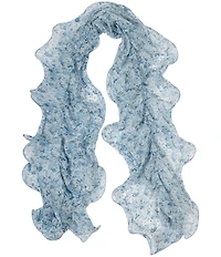 Lauren Ralph Lauren Floral Double Ruffle Oblong Scarf