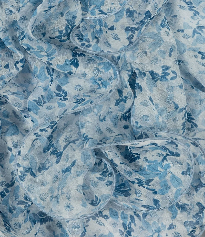 Lauren Ralph Lauren Floral Double Ruffle Oblong Scarf