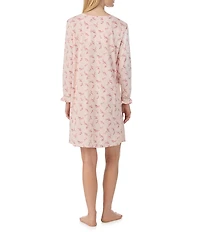 Lauren Ralph Lauren Floral Print 3/4 Sleeve Split Neck Knit Nightgown